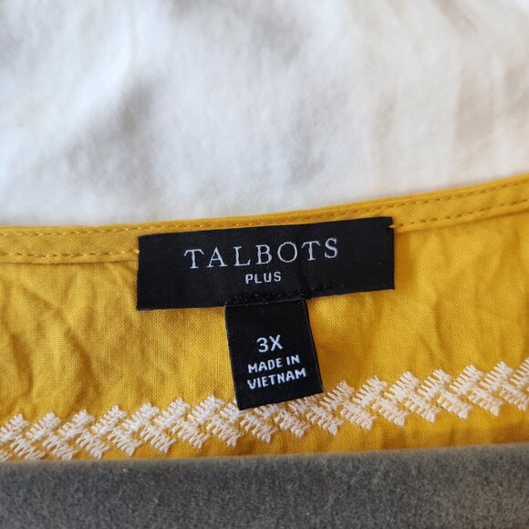 Talbots Yellow Blouse with White Dots - Picture 6 of 9